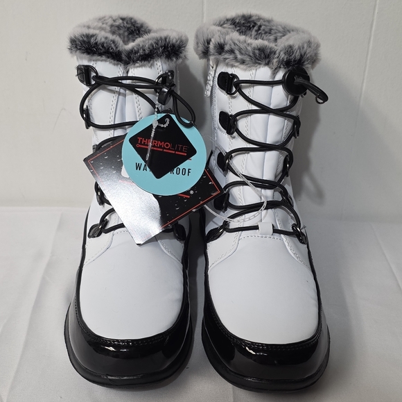 totes Jaycee Winter Snow Boots Womens Size 8.5 White Quilted Upper - Picture 8 of 9